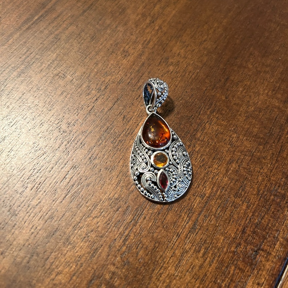 Silver and Amber Pendant